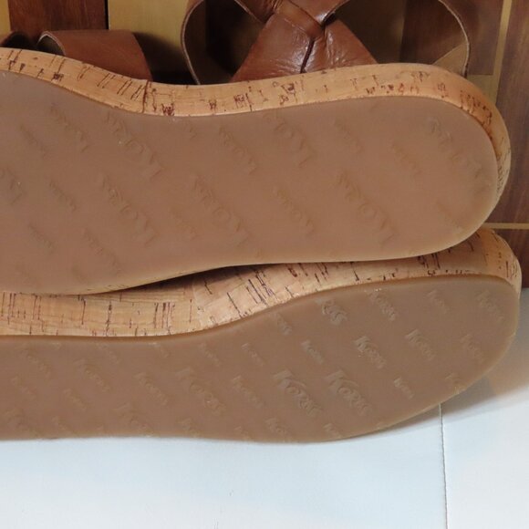 Korks Leather Cork Wedge Platform Sandals 9 - Picture 8 of 10